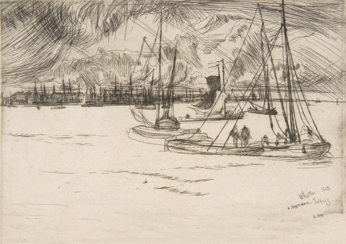 Amsterdam from the Tolhuis - James Mcneil Whistler vintage poster c1863