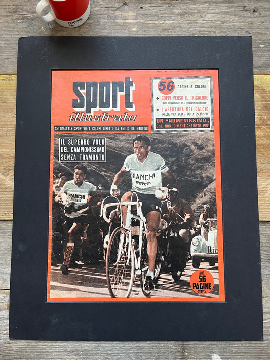 Vintage Cycling Print - Fausto Coppi  1955
