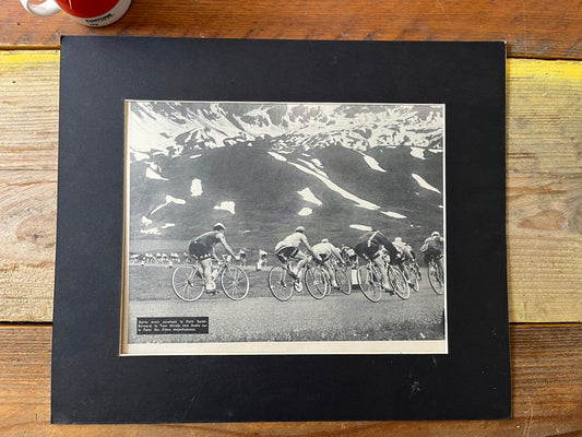 Tour de France Col St Bernard vintage cycling print c1965