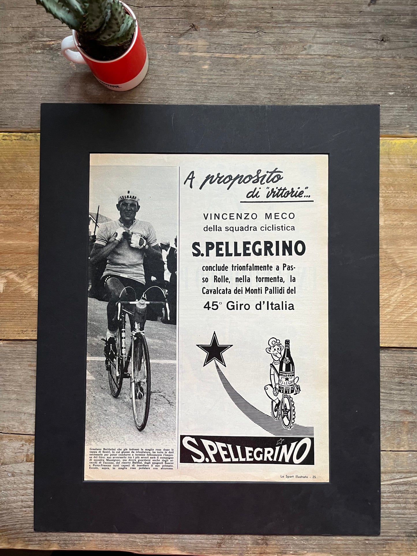 San Pellegrino Giro d'italia advertisement Vincenzo Meco 1963