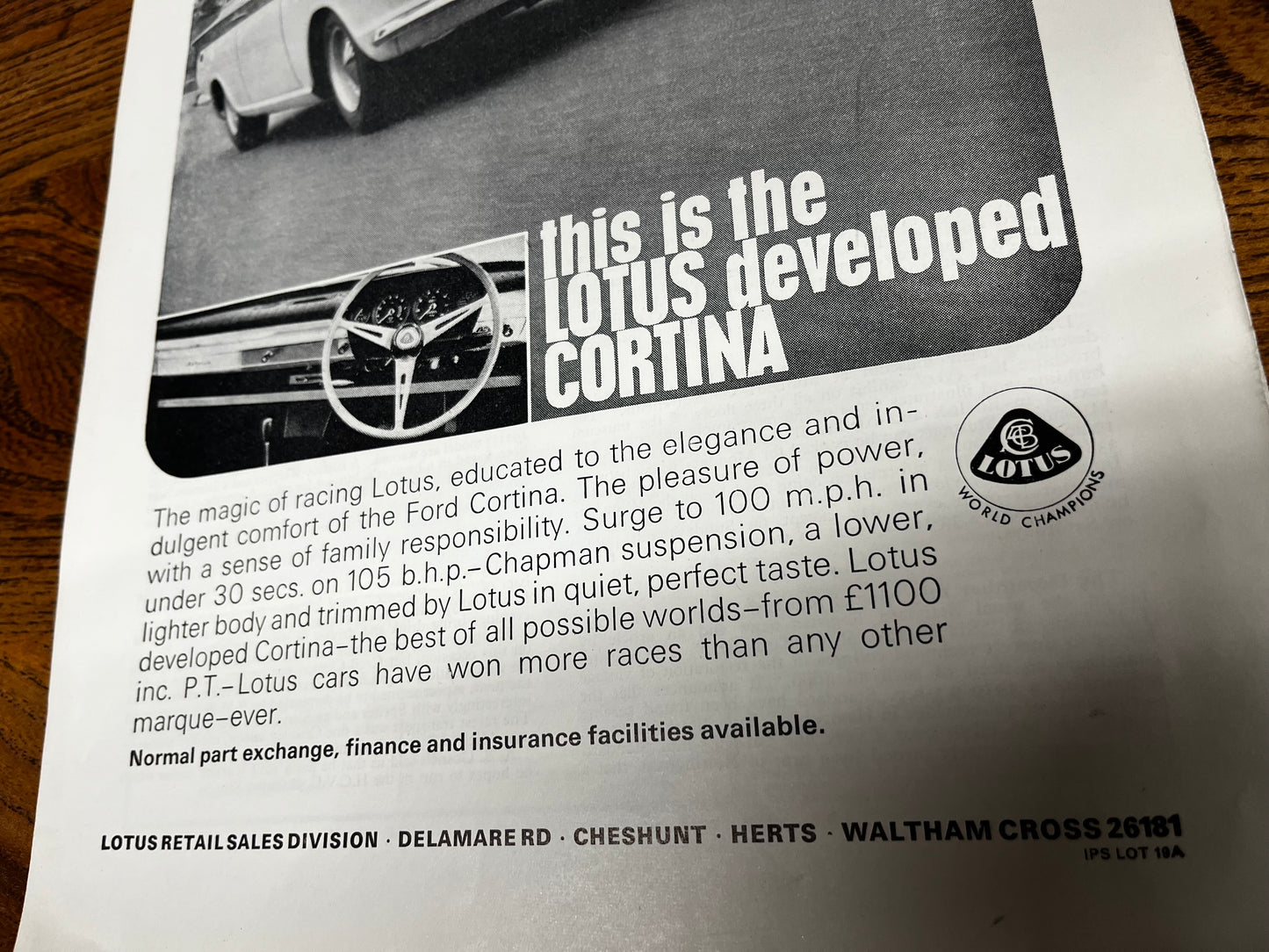 Ford Lotus Cortina original advertisement