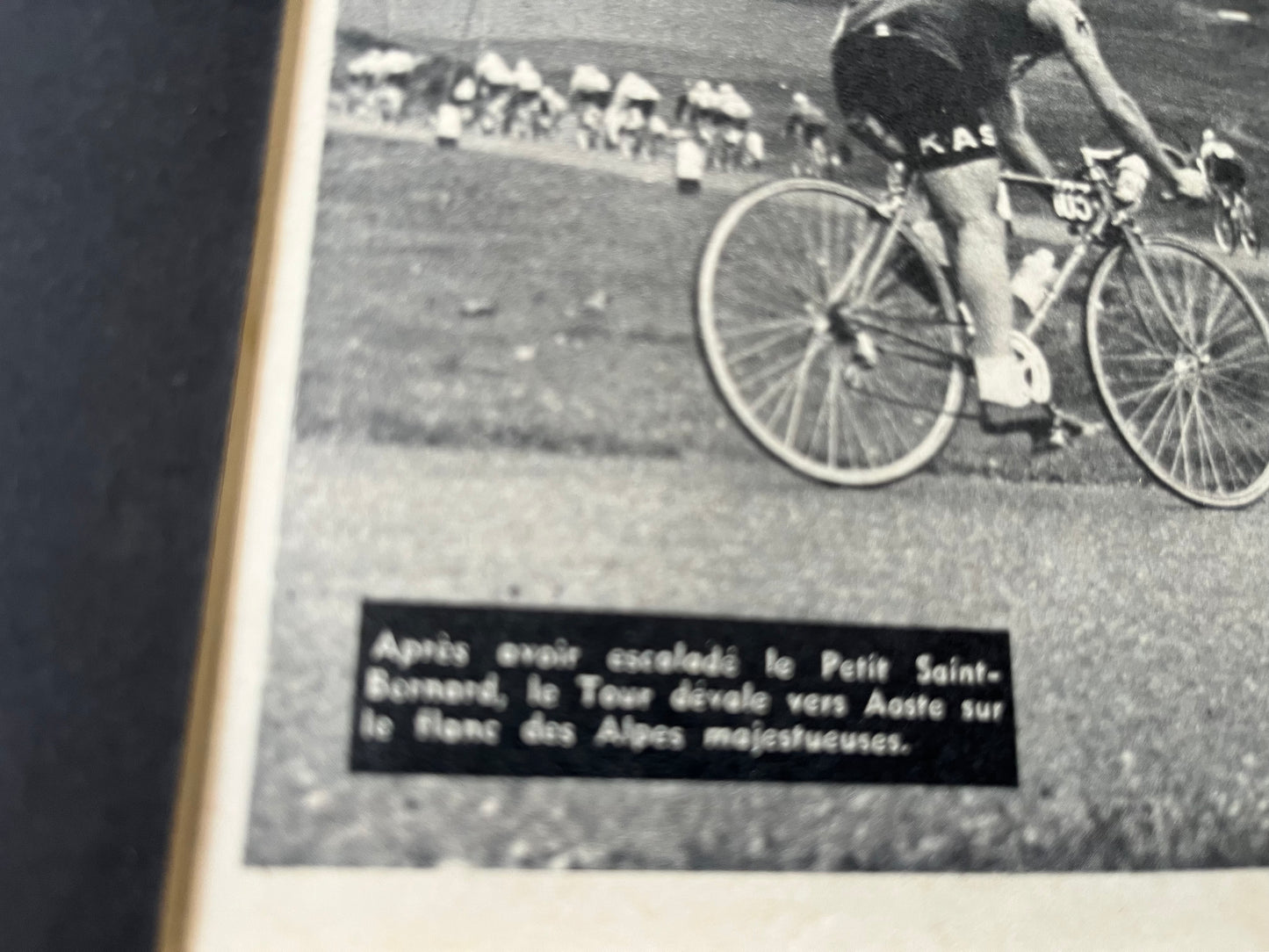 Tour de France Col St Bernard vintage cycling print c1965