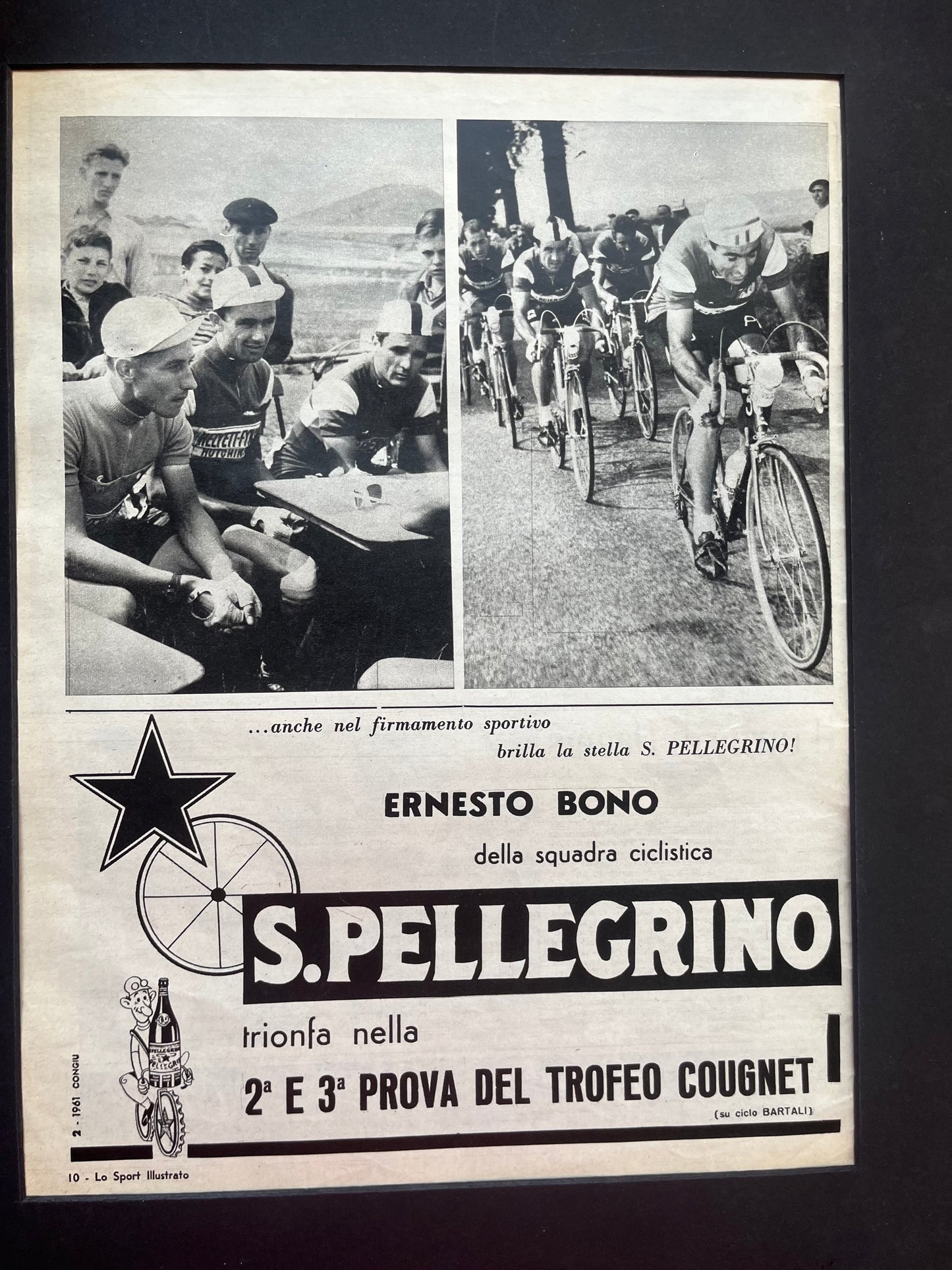 San Pellegrino Giro d'italia advertisement 1961 Ernesto Bono