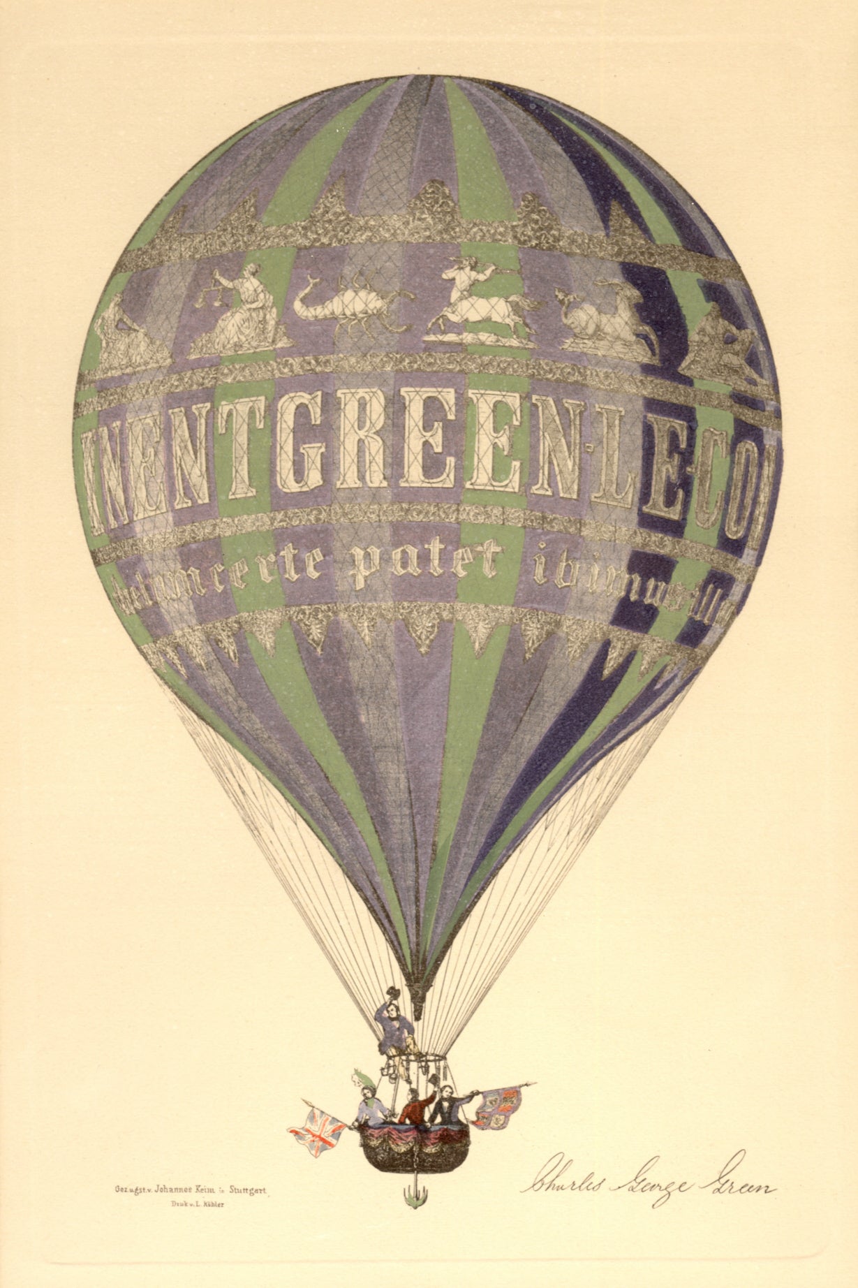 Ballooning in Germany vintage poster c1800s