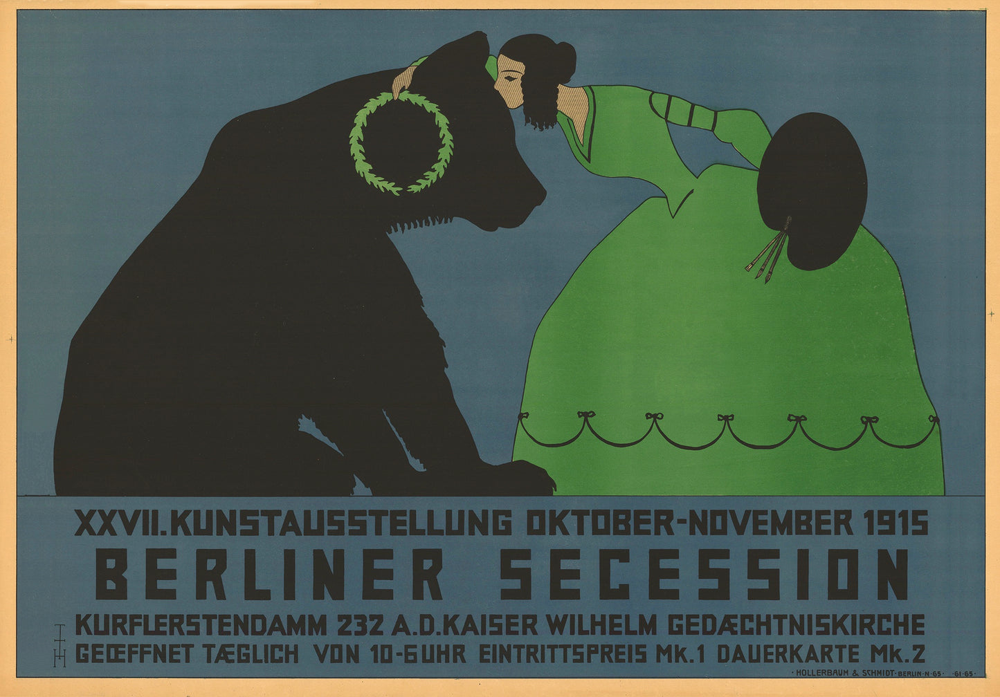 Berliner Art Exhibition XXVII Secession Germany, Vintage poster 1905