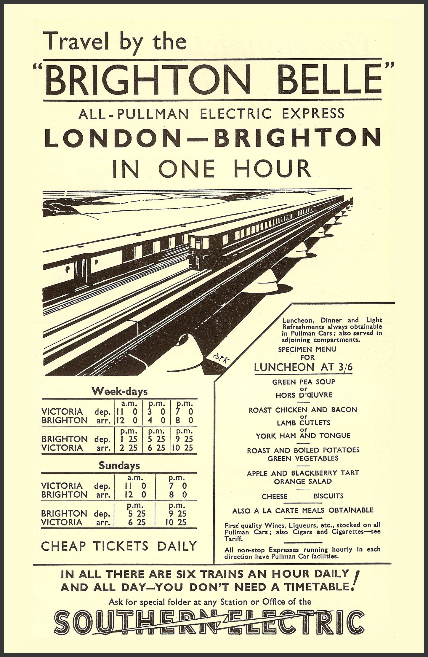 Vintage travel poster - Brighton Belle - London to Brighton c1930s