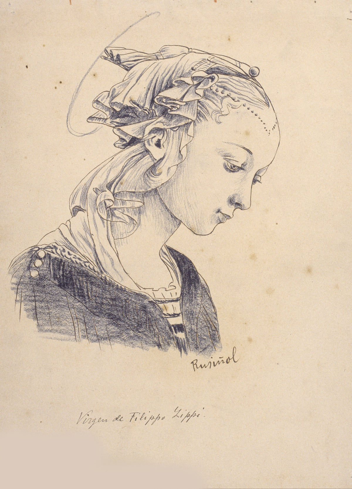 Bust from the Madonna with Angels after Filippo Lippi c.1894 - Art Print