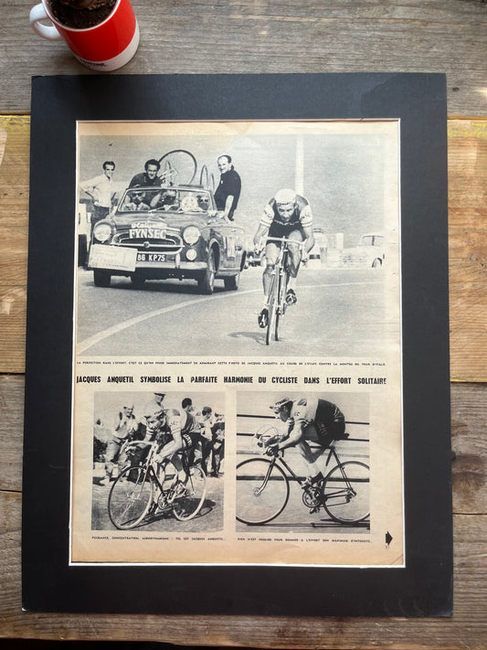 Vintage Cycling Print - Jacques Anquetil , Original Tour de France, 1959