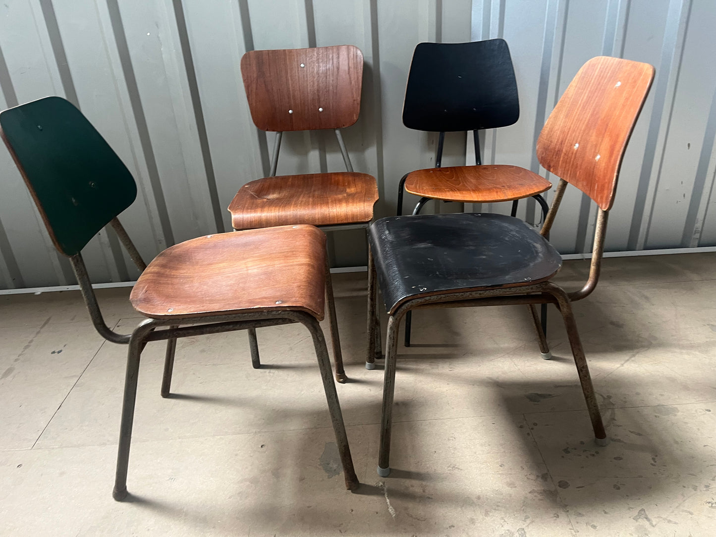 Vintage 1970s Danish Stacking Chairs- Mismatched set of four -