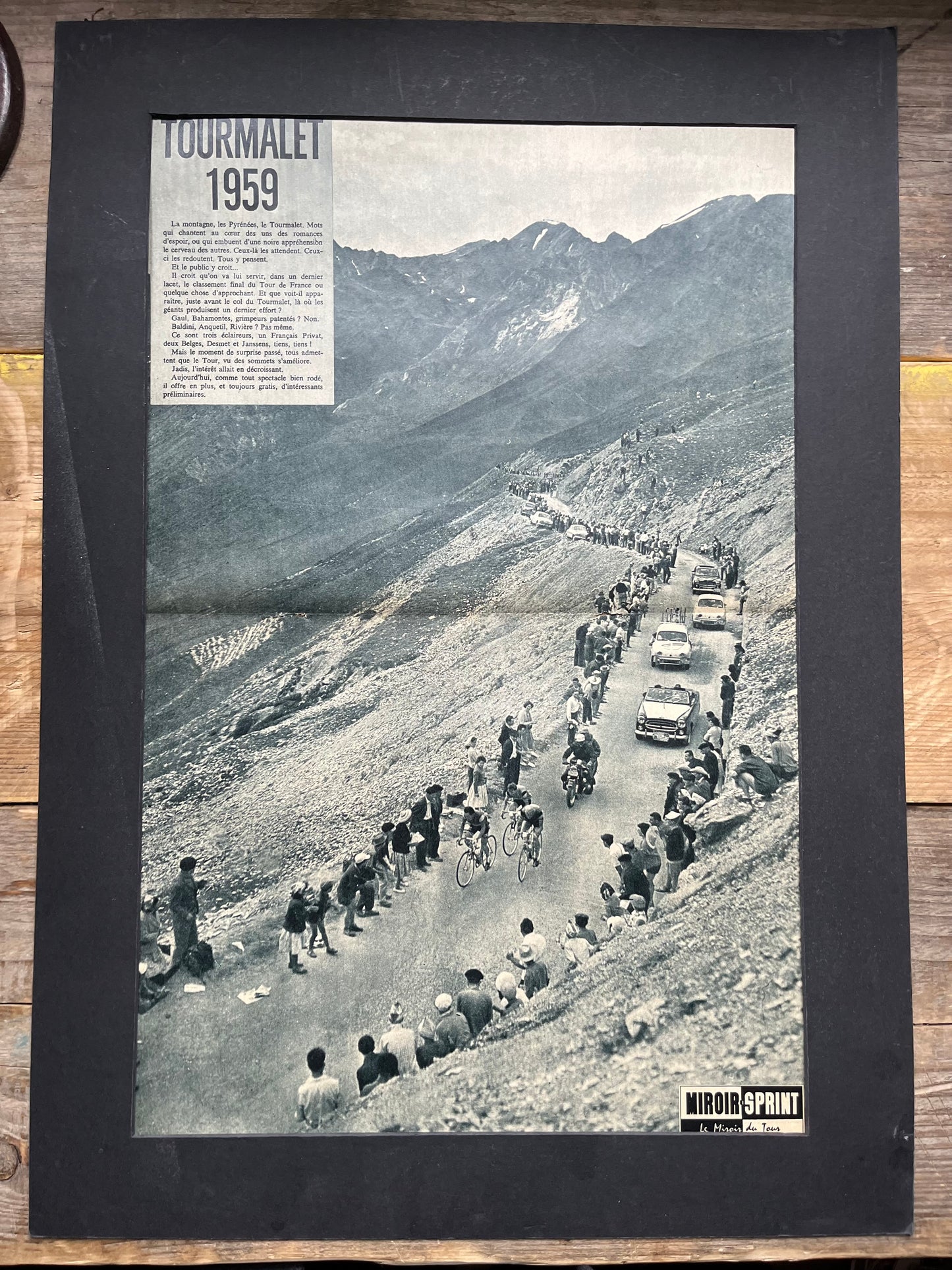 Vintage Cycling Print - Tour de France, Tourmalet Peloton, Original 1959