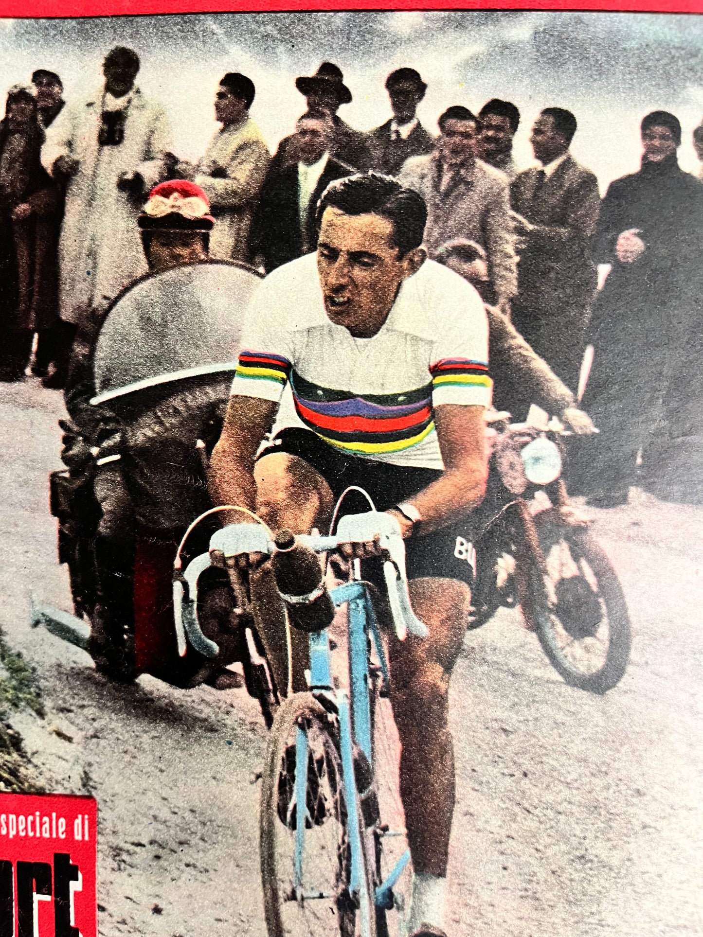 Vintage Cycling Print - Fausto Coppi, Bianchi Original , 1954