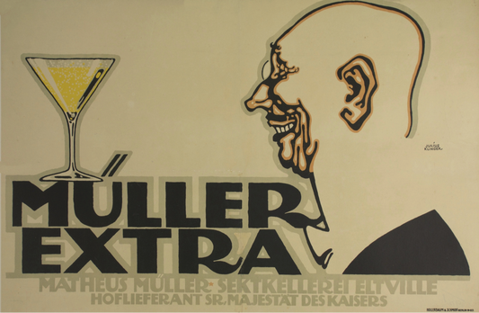 Muller extra Vintage drinks Advertising Poster, Denmark c1912