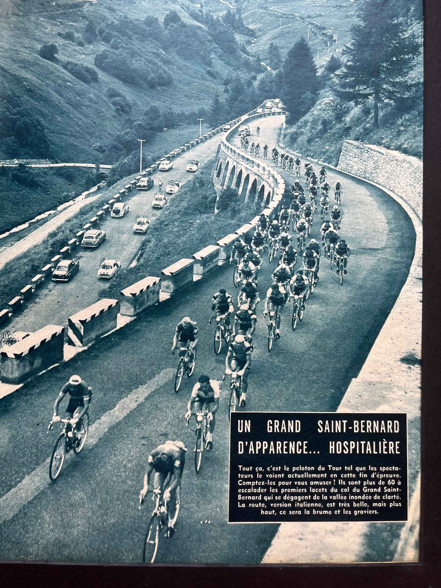 Tour de France vintage print - Alps Grand st Bernard 1959