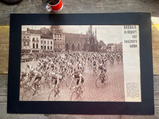 Vintage Cycling Print - Paris-Roubaix Race, Original 1959