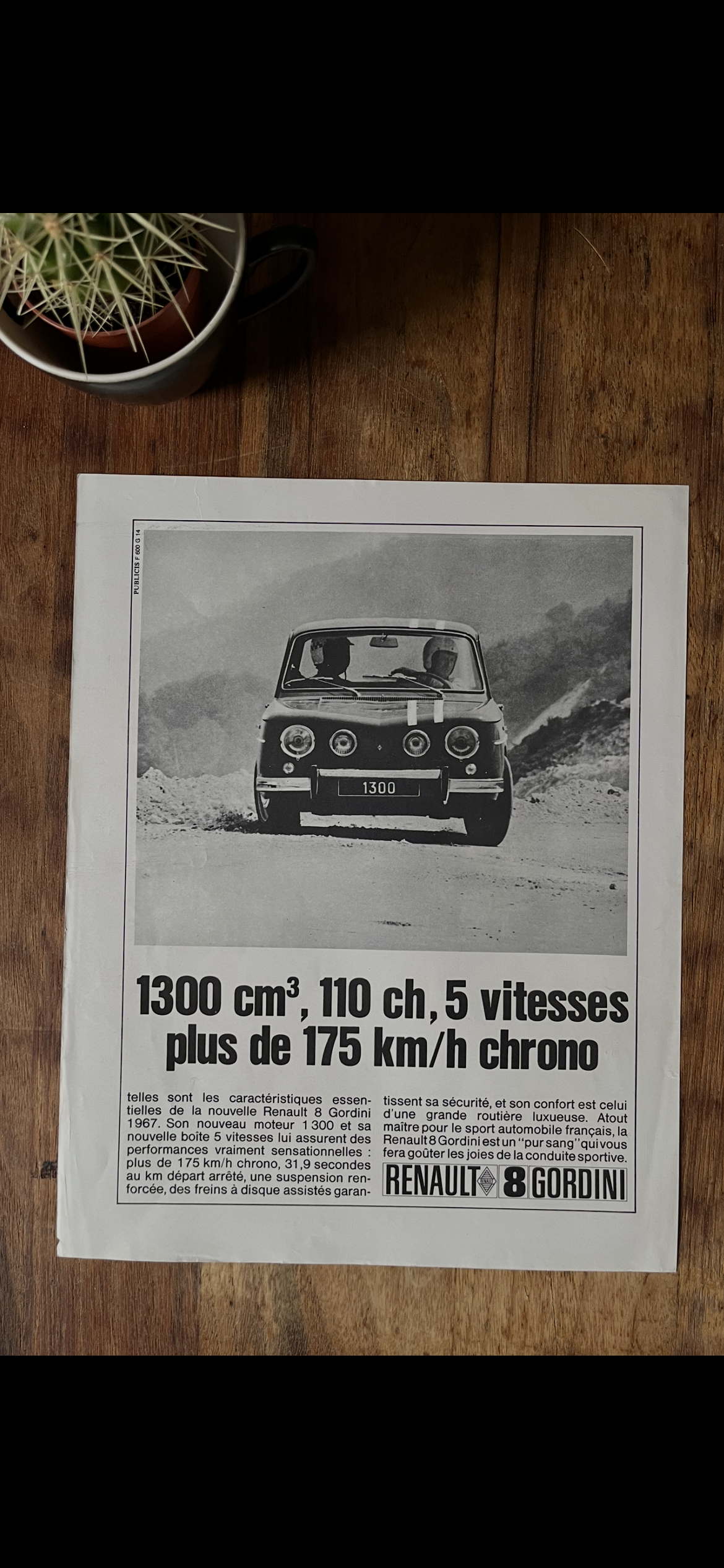 Vintage Renault 8 Gordini 1960s advertisement