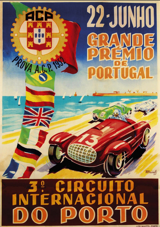 Grand Prix Portugal Vintage Poster 1952