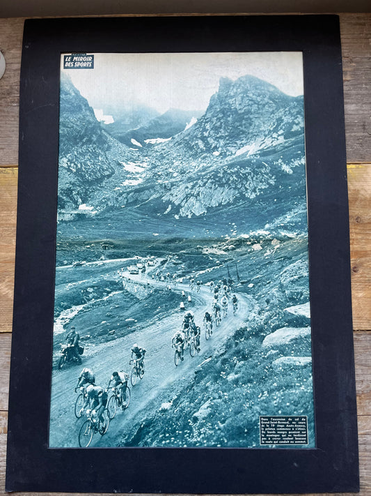 Vintage Cycling Print - Tour de France, Col de St Grand Bernard 1959