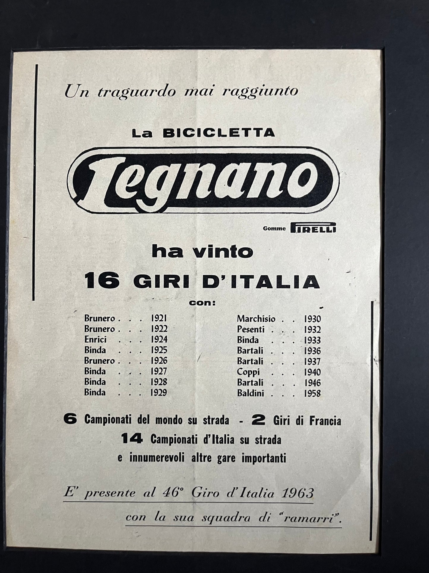 Giro d'italia Legnano Magazine original artwork 1963