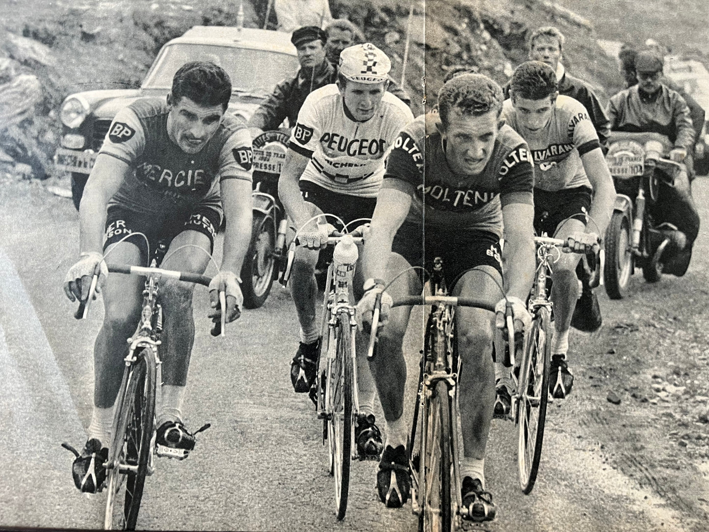 Vintage cycling Print - Tour de France, Felice Gimondi Raymond Poulidor Pyrenees 1965
