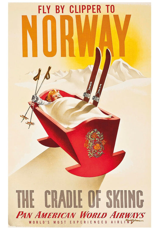 Norway PanAm Ski Resort vintage poster