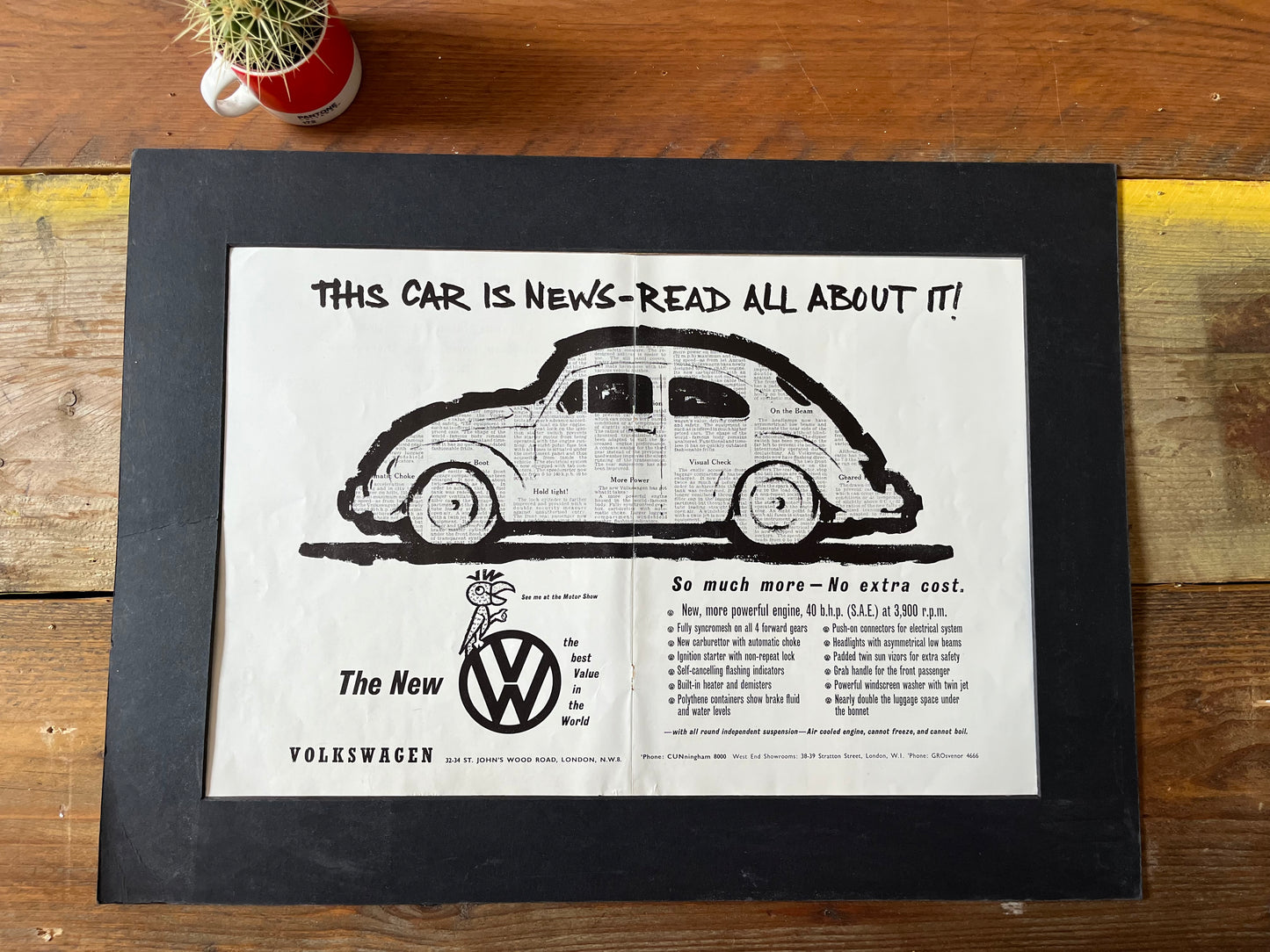Vintage VW Volkswagen Beetle advertising print - 1960s