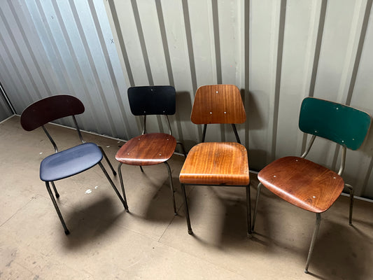 Vintage 1970s Danish Stacking Chairs- Mismatched set of four -