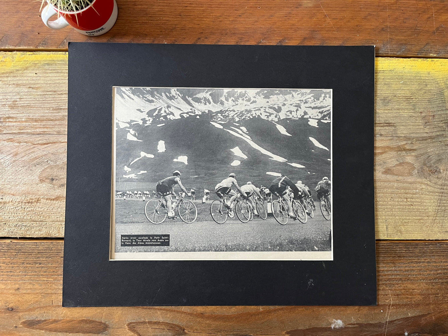 Tour de France Col St Bernard vintage cycling print c1965