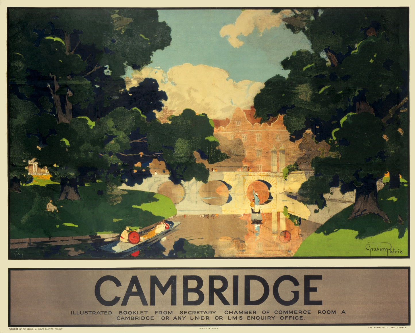 Vintage LNER Rail travel poster - Cambridge c1930s