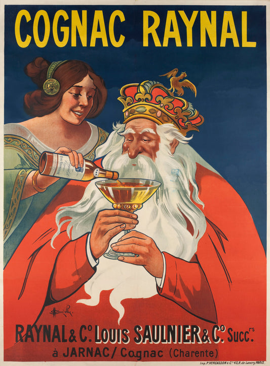 Cognac Raynal vintage poster by Louis Saulnier c1900