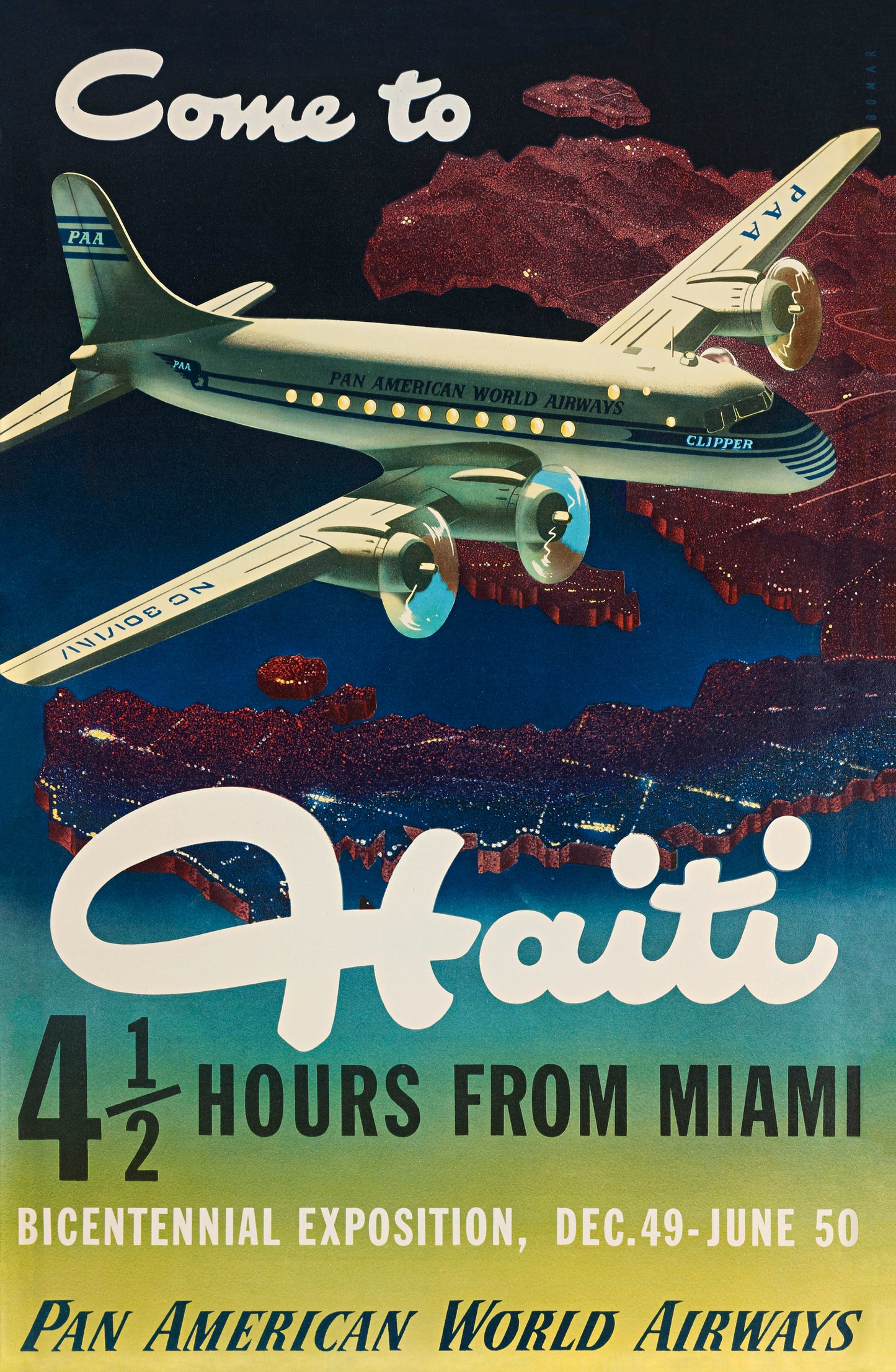 Vintage Airlines advertisement - "Come to Haiti" c1950s