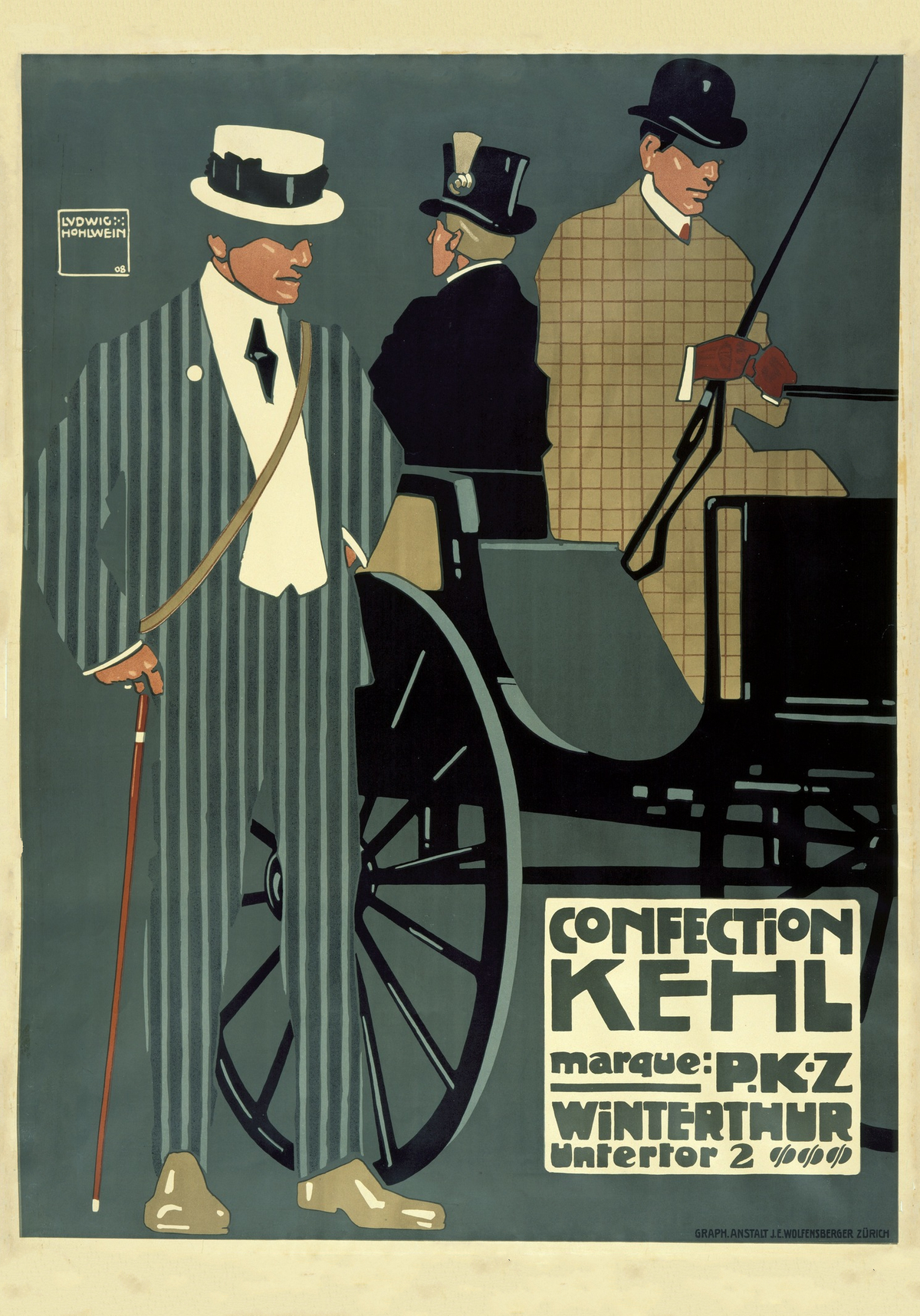 Vintage poster Confection Kehl, Marque. Ludwig Hohlwein c1914
