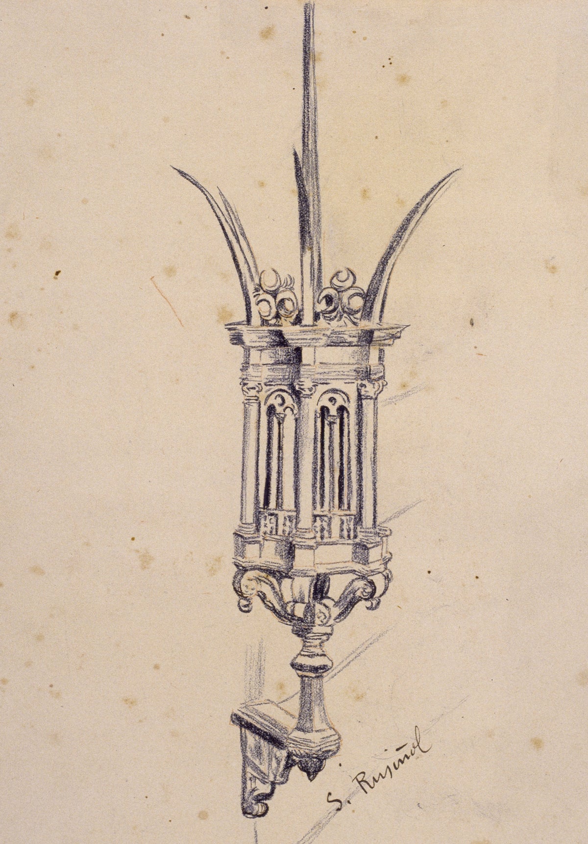 Wrought Iron Lamp after Nicolas Grosso c.1894 - Art Print