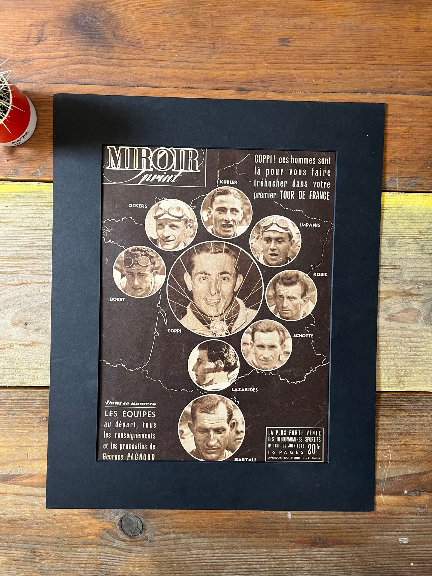 Vintage Tour de France Cycling Print - Original, 1949 Coppi Bartali Bobet