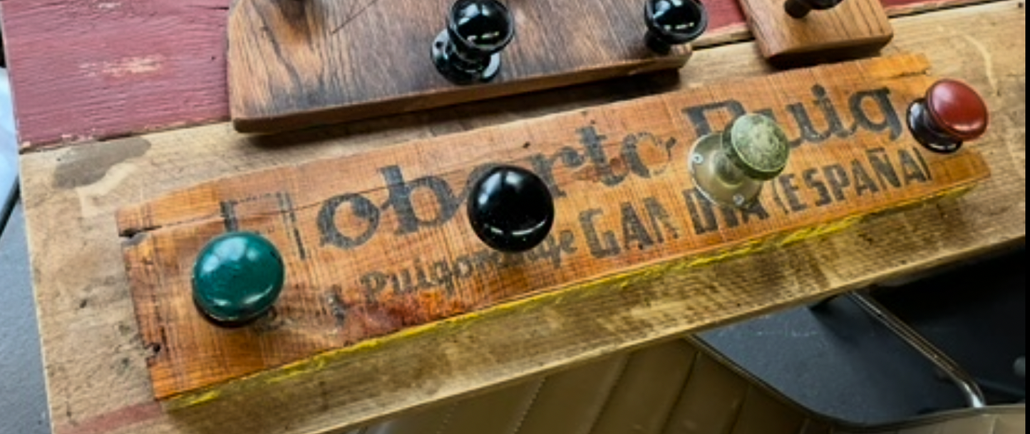 Reclaimed Spanish orange crate coat hanger