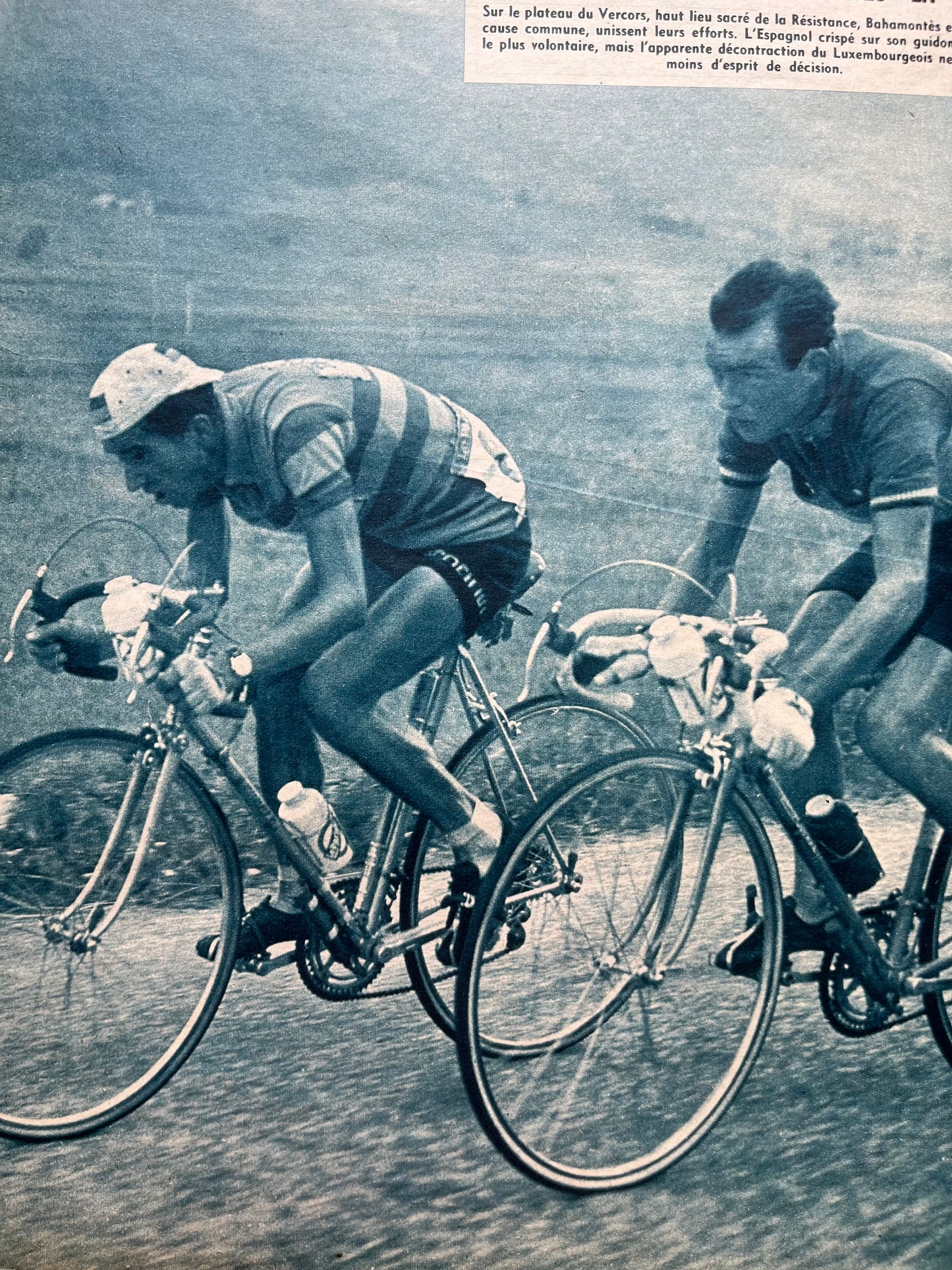 Vintage cycling print Tour de france Charly Gaul Federico Bahamontes 1959