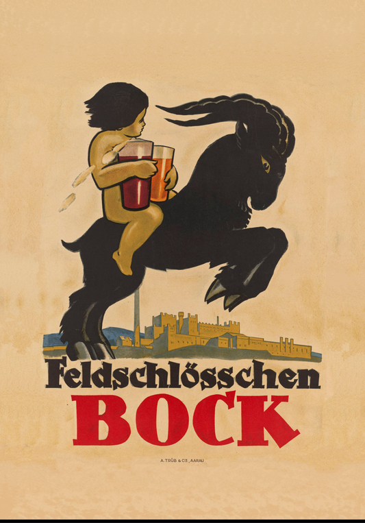 Vintage Advertising Poster - , Feldschlossen Bock German c1920s
