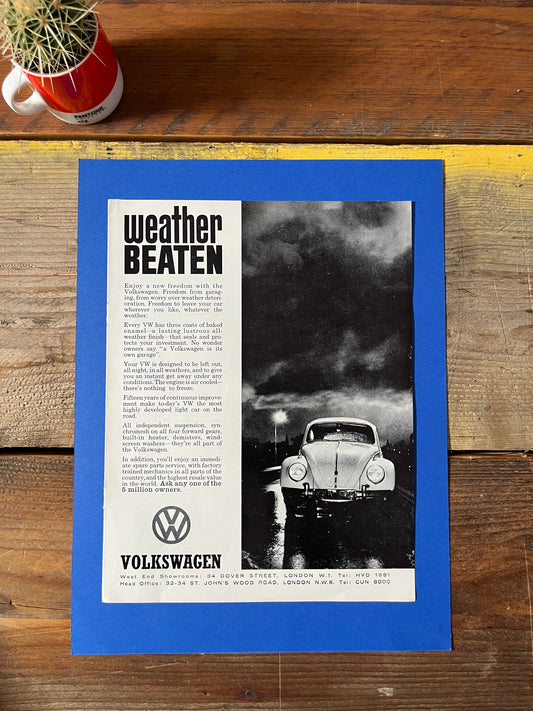 Vintage VW Volkswagen Beetle advertising print - 1960s