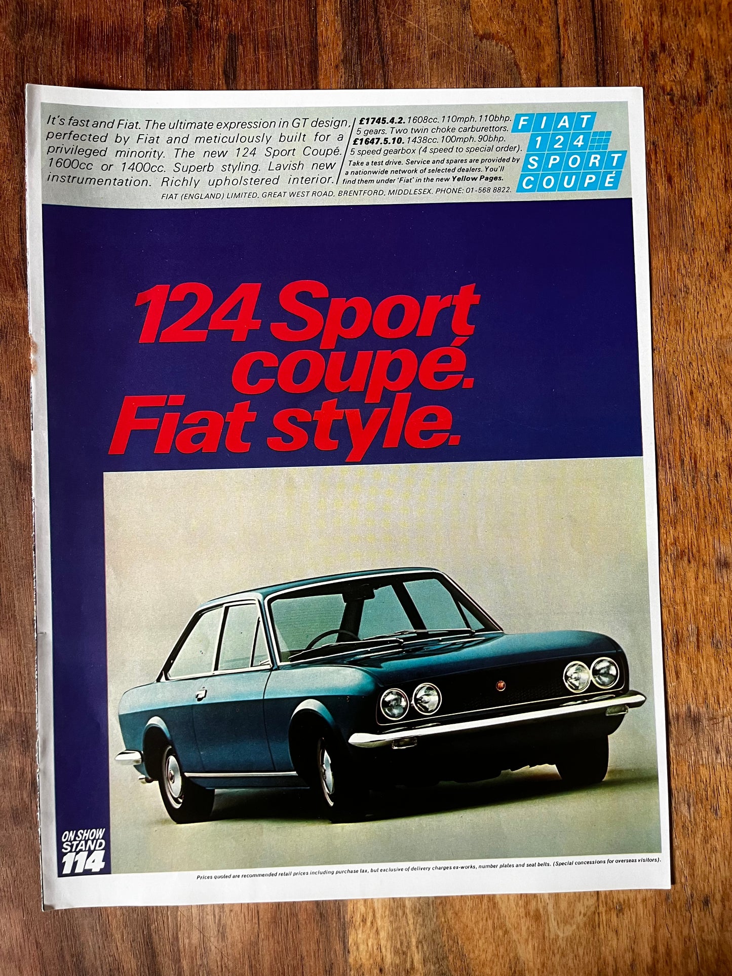 Vintage Fiat 124 Advertisement, 1967