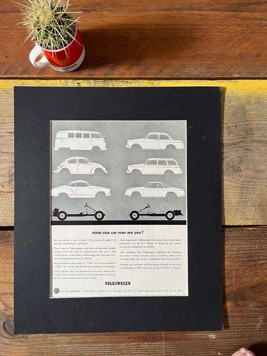 Vintage VW Volkswagen Beetle advertising print - 1960s