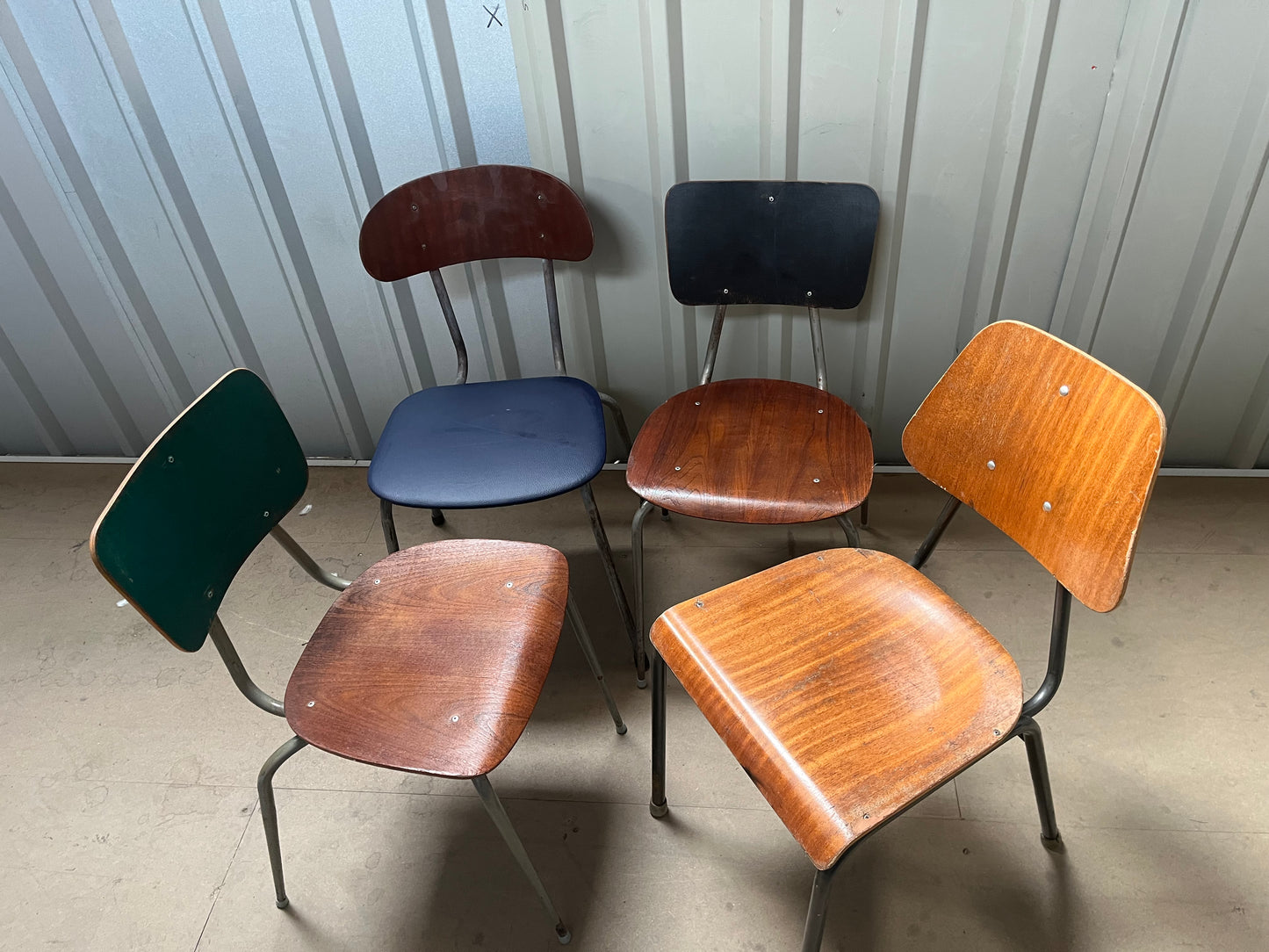 Vintage 1970s Danish Stacking Chairs- Mismatched set of four -