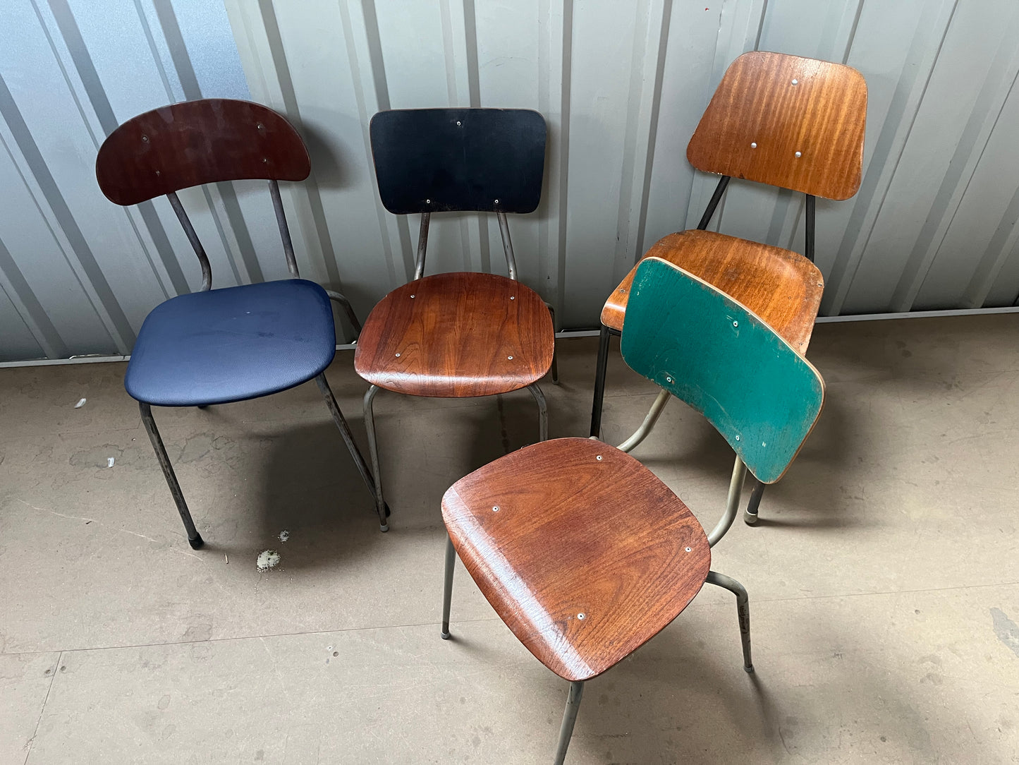 Vintage 1970s Danish Stacking Chairs- Mismatched set of four -