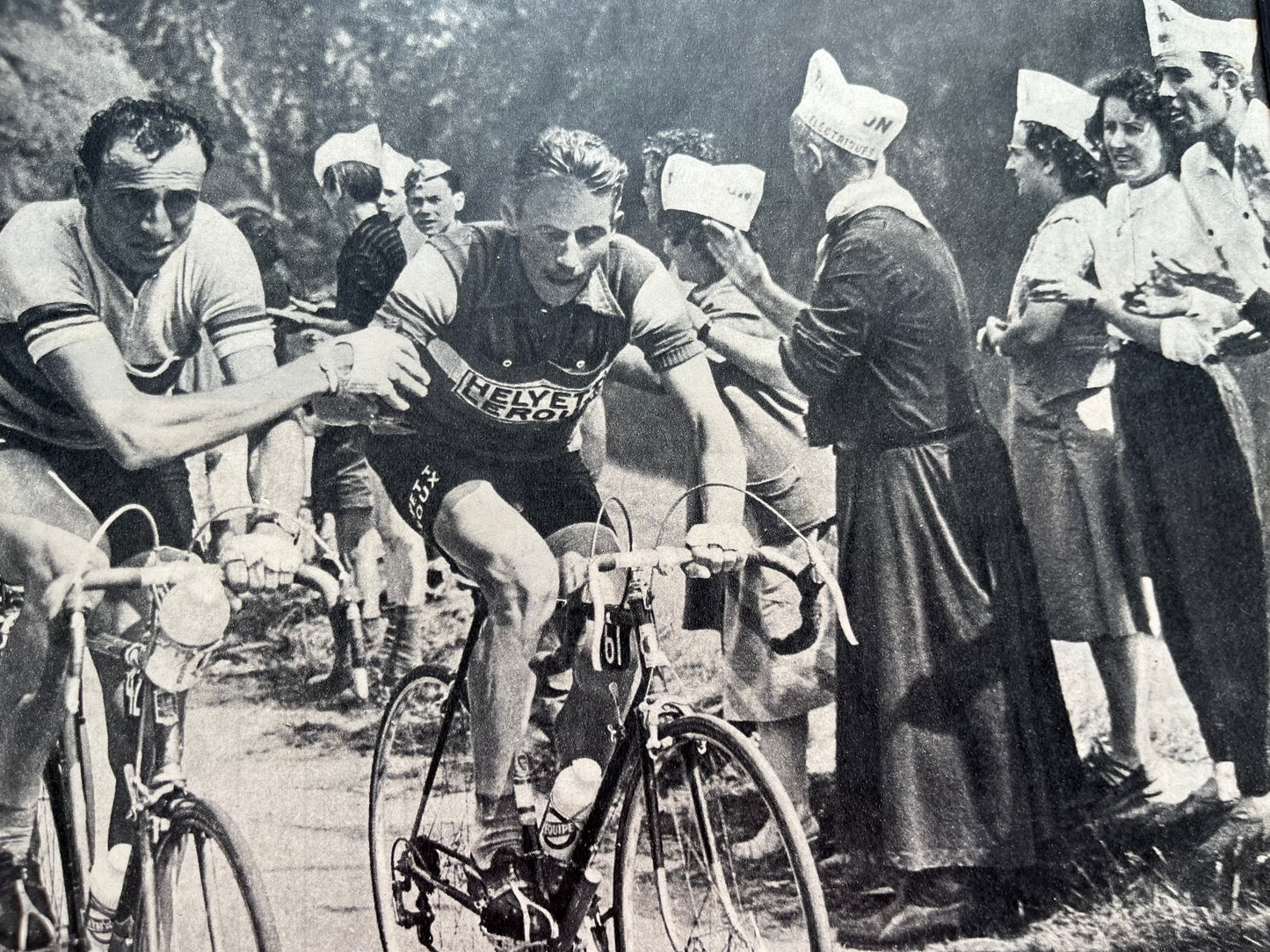 Tour de France vintage print - c1958 Col D’iseran Jacques Anquetil