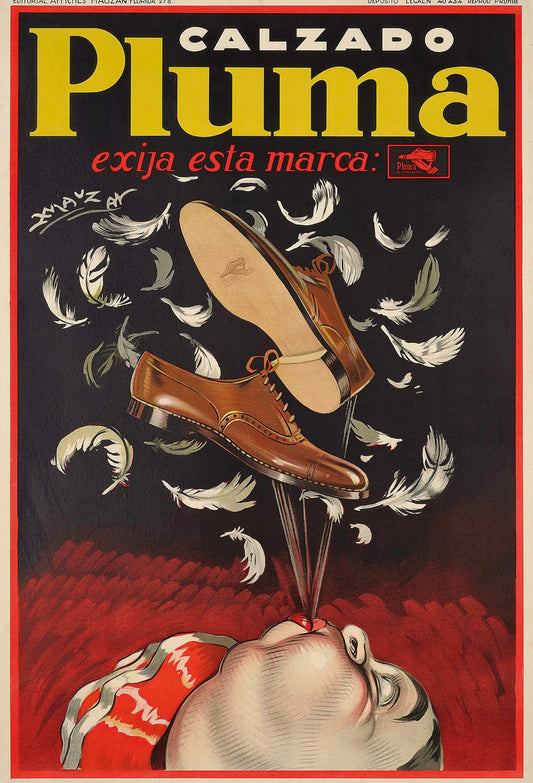 Calzado Pluma vintage poster by Achille Mauzan 1930