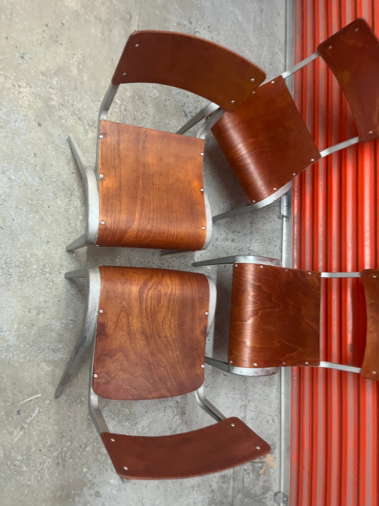 Esavian Stacking chair by James Leonard for ESA, 1950s, restored set of four