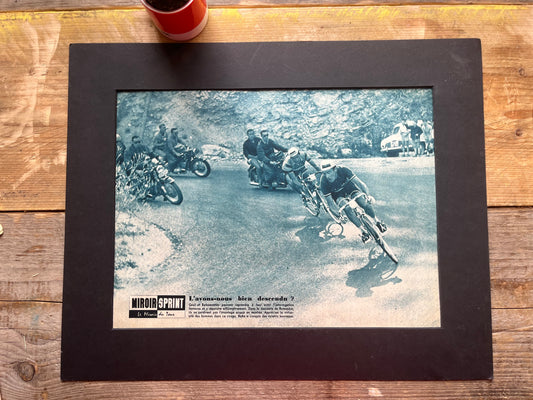 Vintage cycling print Tour de france1959  Charly Gaul Federico Bahamontes Pyrenees
