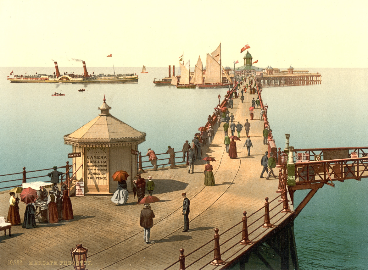 Margate Jetty / beach vintage poster c1800s.