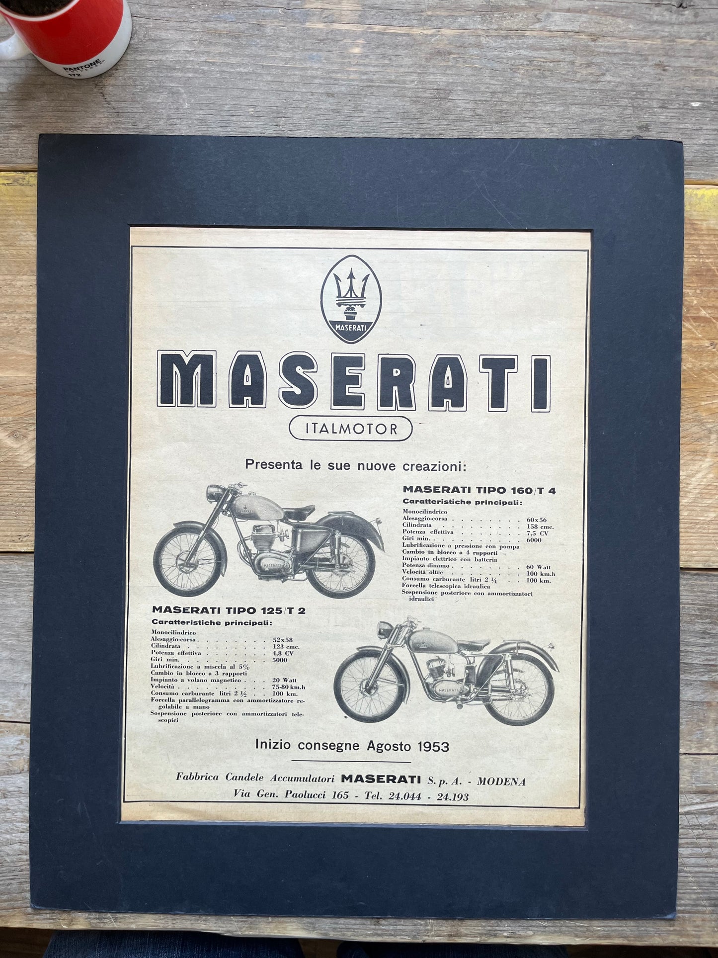 Maserati motorcycles advertising print 1950s