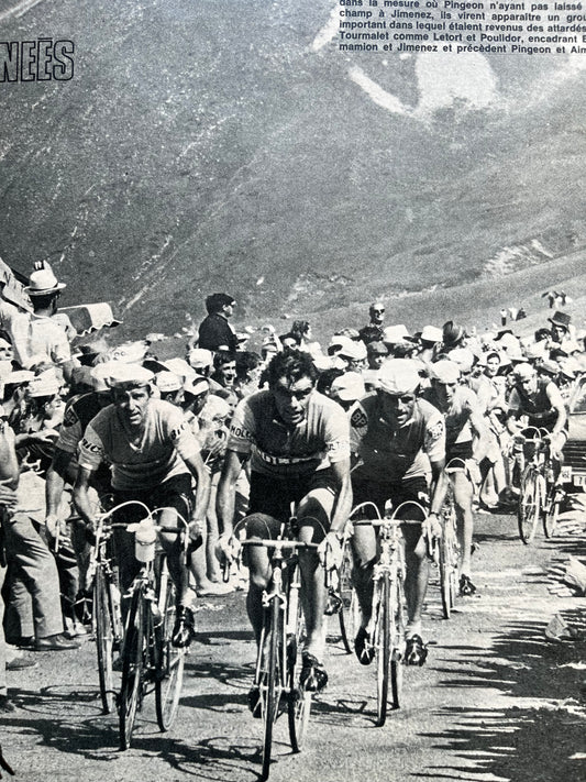 Vintage cycling Print -Tour de France, Pingeon, Jimenez 1965 Col d’Aubisque