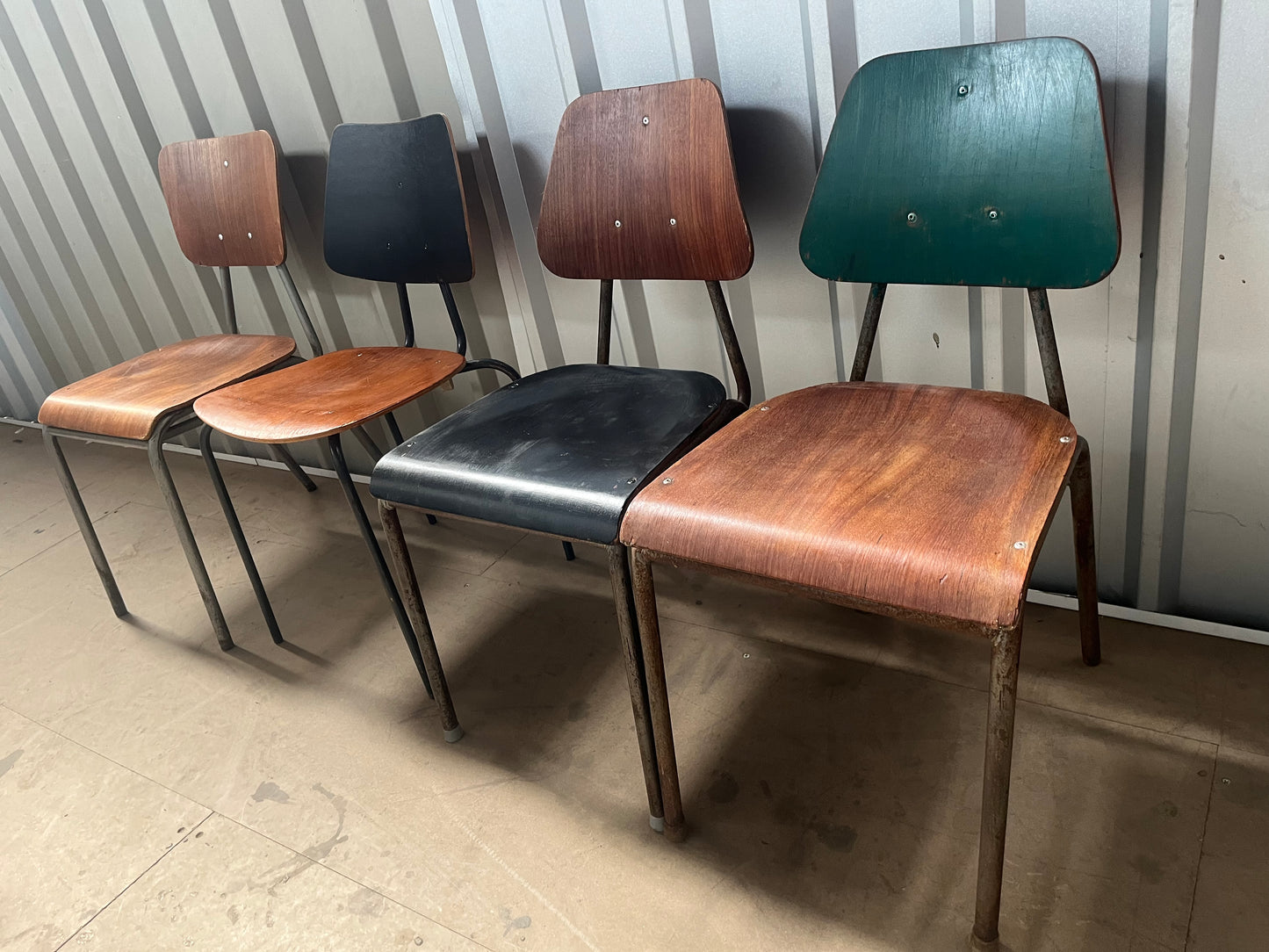Vintage 1970s Danish Stacking Chairs- Mismatched set of four -