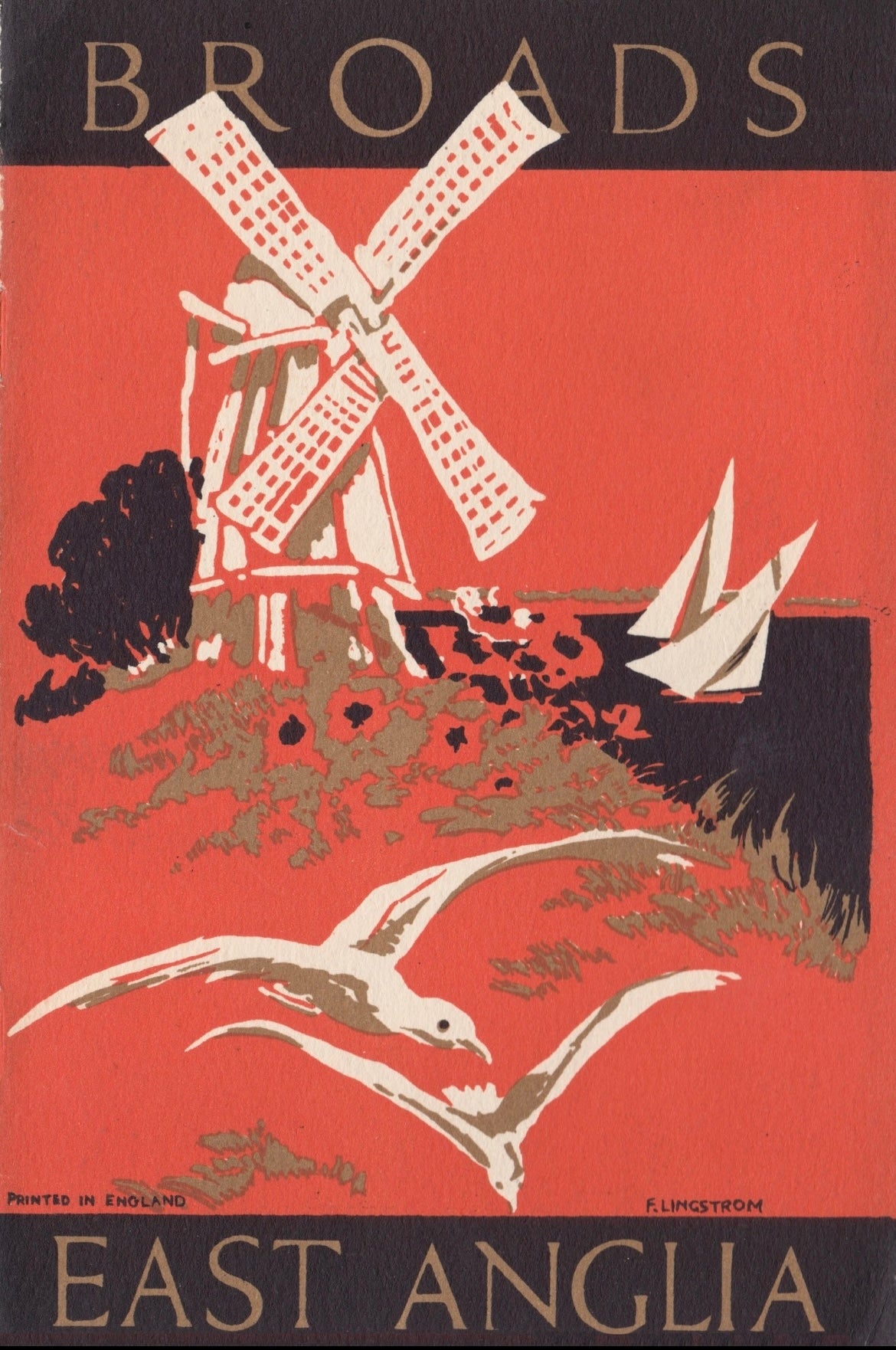 East Anglia Broads vintage tourismt poster c1900s